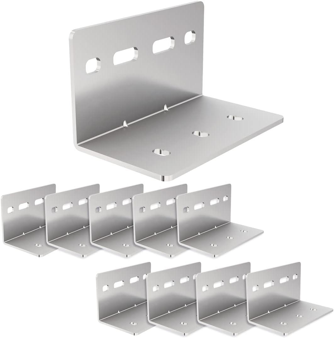 VADANIA 10pcs Heavy Duty L Bracket for #76 Series Drawer Slides, 90 Degree Right Angle Corner Brace, 0.1" Thickness Ultra Strong Bracket for 500lb Drawer Slides (4"x2.4"x2.4")