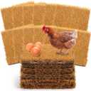 6 Packs Chicken Nesting Box Pads, 13 x 13 x 1.18 Inch Washable Nesting Pad for Chicken Coop, Artificial Grass Rug Carpet Reusable Nest Box Bedding Fake Synthetic Turf Mat for Hen Laying Eggs