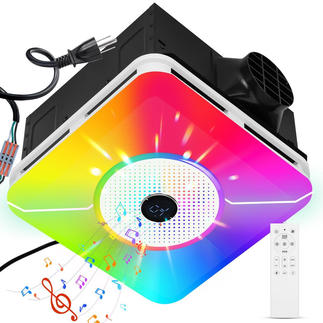 Bluetooth Bathroom Exhaust Fan with Light,Bluetooth Speaker Exhaust Fan