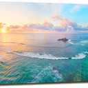 XXMWallArt FC3962 Tropical Beach Wall Art Blue Sea Sunset Natural Scenery Picture Print On Canvas Seascape Canvas Print Artwork for Living Room Bedroom Kitchen Home and Office Wall Decor, 48"L x 24"W, Tropical Beach