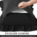 KKJIAF Ruffle Pillow Cases Standard Size Set of 2, Ruffled Pillow Covers with Envelope Closure, Wrinkle Resistant Pillowcases 20" x 26", Ruffled Pillow Shams, Black