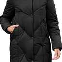 PAPILLON D'OR WEAR YOUR WINGS Women's Long Puffer Coat - Detachable Faux Fur Collar Diamond Quilted Winter Jacket (Black, XL)
