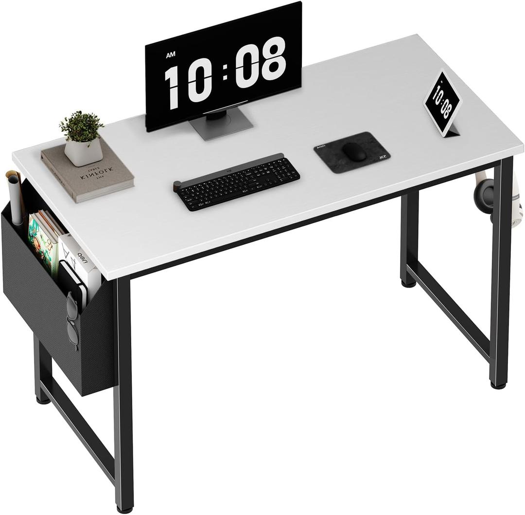 Computer Desk White Writing Table for Small Spaces, Size:80x40x70-110cm