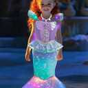 Girls Mermaid Costumes With Bag Little Mermaid Dress for Kids with Accesseries (XXL6-7T, Green+purple)