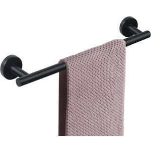 NearMoon Bath Towel Bar, Thicken Stainless Steel Shower Towel Rack Holder Wall Mounted for Bathroom,18-lnch Overall Length-16-lnch Usable Hanging Space (1 Pack, Matte Black)