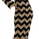 Saodimallsu Womens Striped Bodycon Beach Dress V Neck Tie Front Bell Sleeve Crochet Cover Up Vacation Long Dresses (Large, Khaki)