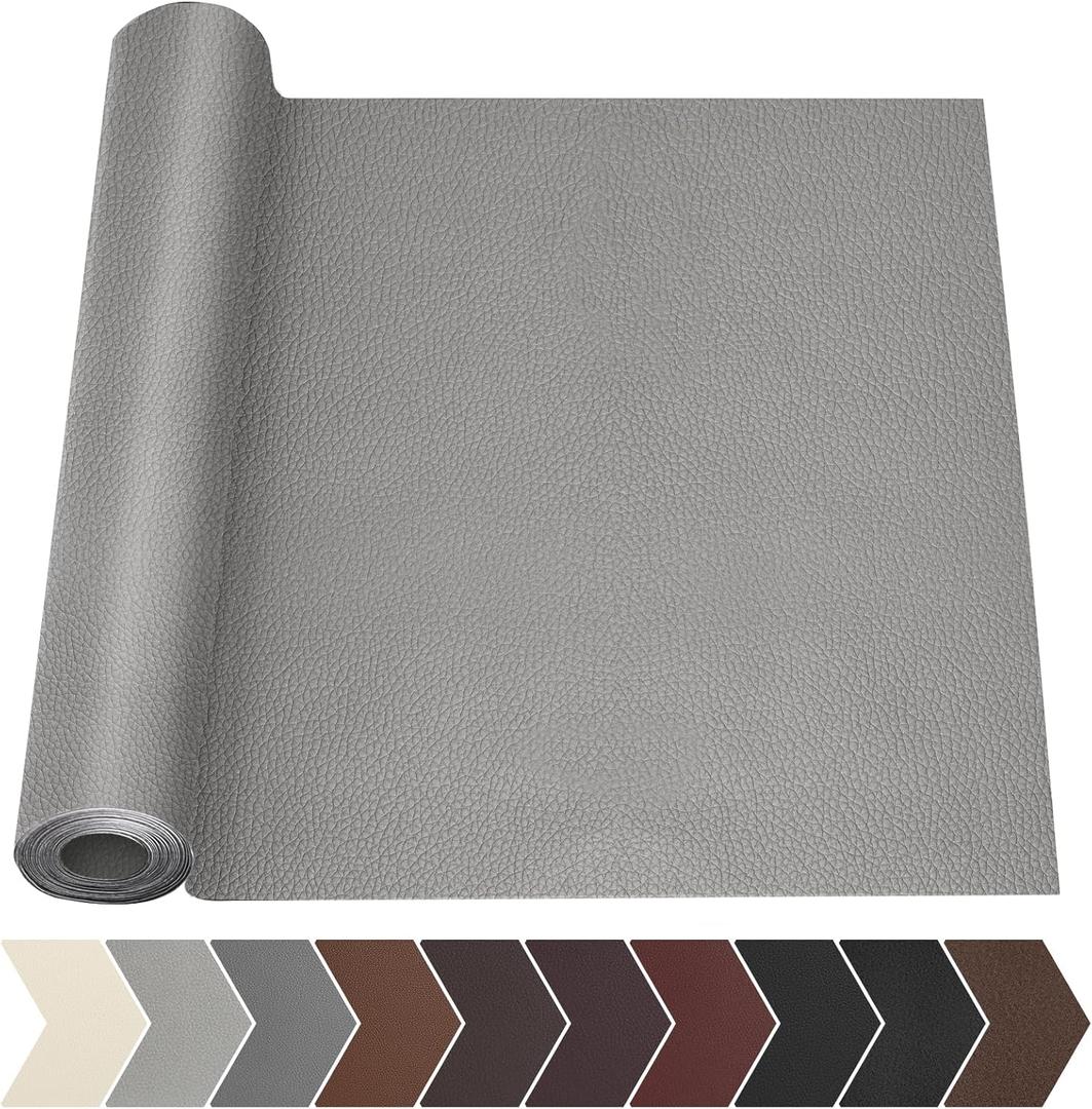 Leather Repair Tape, 17 X 79 in Leather Repair Kit for Furniture, Self Adhesive Repairing Patch Large Vinyl Patch Tape for Sofa, Car Interior, Couch, Car Interior, Car Seats(Gray)