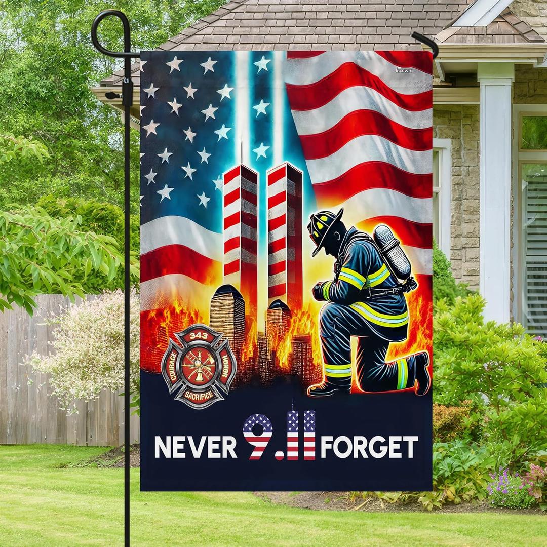 FLAGWIX American 9/11 Flag for Patriot Day - Garden American Flags for Outside 11.5" x 17.5" - 911 Flag for Patriotic Decorations, Outside Decorations for Yard, Patriotic Flags for Home Garden Decor