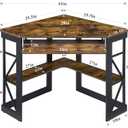 VECELO Corner Desk Computer Desk Writing Table with Smooth Keyboard Tray & Storage Shelves,Compact Home Office Triangle Table,Antique Brown, 28" x 41" x 30"