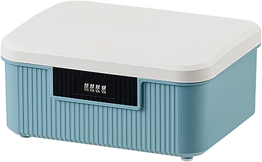 Lockable Storage Container Bin 2.3 Gallon/9L Heavy-Duty Plastic Organizer Box with Changeable Combination Lock, Versatile Secure Storage for Home, Office, Travel, Outdoor & School (Blue)
