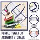 Windyun 1 Pack Large Poster Storage Bag 48" x 36" Bulletin Board Holder Art Portfolio Case PVC Art Portfolio Container Storage Box with Pocket for Classroom Teacher Organization (Blue)