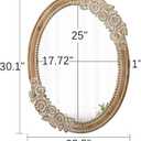 Rustic Oval Mirror 30 x 23 inch, Wall Hanging Handmade Distressed White Wood Frame with Flower and Beaded Detailing Farmhouse Oval Mirrors for Bathroom Entryway, Horizontal or Vertical