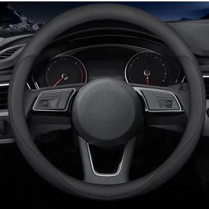 Carodi Latest Nappa Leather car Steering Wheel Cover, Stylish Non-Slip Leather car Interior 15 inches Universal（Black）