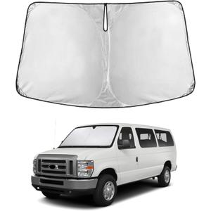 EcoNour Windshield Sunshade Compatible for Ford Econoline E-Series 1992-2024 2025 2026, Van & Motorhome E-150 250 350 450 Sun Visor for Front Window Sun Shade Cover, UV Heat Blocker, Car Accessories