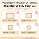 Castor Oil Pack Wrap (40 Count), 4 Sizes, Disposable Cotton Patches, Leak-Proof, Skin-Friendly and Breathable, for Belly, Joints and Body Care (Oil Not Included)
