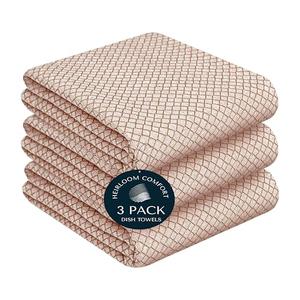 HEIRLOOM COMFORT Brown Honeycomb Kitchen Towels 3 Pack, 16x26 Inch, 100% Cotton, Quick Dry, Soft, Absorbent, Reusable & Washable Dish Towels for Drying Dishes, Cleaning, and Everyday Use