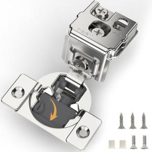 Furniware 10 Pack 5 Pairs 1-3/8 inch Overlay Soft Close Hinges for Kitchen Cabinet Hinges 4 Way Adjust Soft Closing Face Frame Cabinet Hinges, 105 Open Concealed Self Closing Hinges Brushed Nickel