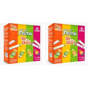 Powdered Drink Mix Variety Pack, Sugar Free!  Fruity flavors - Summer Colada, Tangy Limeade, Citrus Punch & Tropical Berries Packets (30 Count of Stick Packs) - Frutal On-The-Go! (Pack of 2)