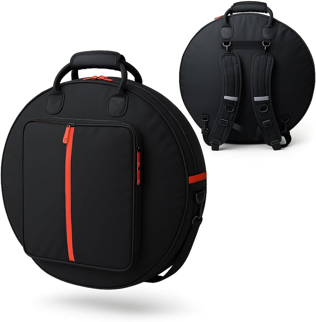 Professional 24" Cymbal Bag 6- Pack with Padded Dividers - Puncture-Resistant Bottom, with Commercial YKK Zippers with drums sticks, accessories pocket (Rucksack)
