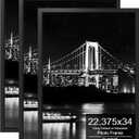 Picrit 22.375x34 Picture Frame 3 Pack, Black Poster Frame, Display Poster 18 x 24 with Mat or 22.375 x 34 Without Mat for Horizontal or Vertical Wall Mounting