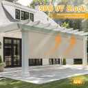 sunoff Outdoor Roller Shades for Patio, Cordless Roller Up Blinds with Shade Cloth for Porch Gazebo Pergola Balcony Backyard, 2 Poles & 1 Fabric, Sesame, 96" Wx72 H