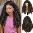 Quantum Love Yaki Curly Headband Wigs for Black Women New Afro Curly Synthetic Braided Hair 24Inch Wear and Go Kinky Curly Glueless Headband Mix Brown Wig with Bouncy Curls