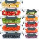 KOMUEE 10 Pack Glass Food Storage Containers, Meal Prep Containers with Lids, Airtight Glass Lunch Boxes, Freezer, Oven, and Microwave Safe (Gray)