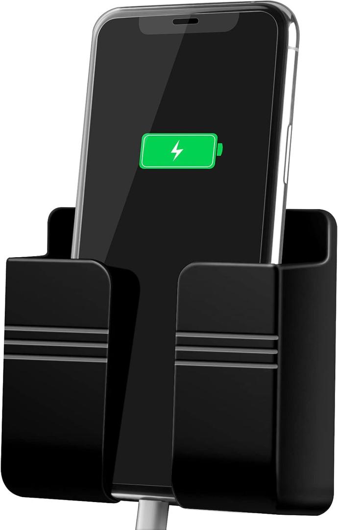 CEI&BPY Wall Mount Phone Holder, Phone Stand with Self Adhesive. Phone Holder for Charging and RV for iPhone and Android (1Pc,Black)