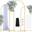 Wedding Arch Backdrop Stand, 6FT, 5FT, 4FT Set of 3 Metal Gold Balloon Arch kit Stand for Ceremony Baby Shower Birthday Bridal Party Event Background Decoration, Garden Climbing Plant Frame