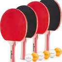 Table Tennis Ping Pong Set - Pack of 4 Premium Paddles/Rackets and 6 Table Tennis Balls - Soft Sponge Rubber - Ideal for Professional & Recreational Games - 2 or 4 Players - Perfect Set On The Go