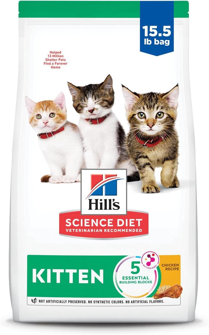 Hill's Science Diet Kitten Dry Cat Food, Chicken, 15.5 lb. Bag (EXP 10/01/27)