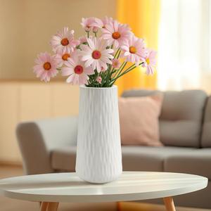 Flower Vase - White Ceramic Home Decor Vase10 Inch Large Vases for Modern CenterpiecesCylinder Vase for Dining Table Decor (10in)