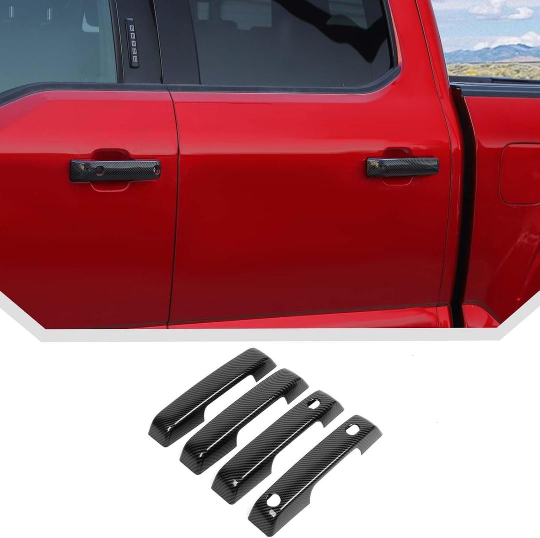 JeCar Carbon Fiber Door Handle Cover Trim Kit Fit for Ford F150 2021-2023 Accessories (4pcs)