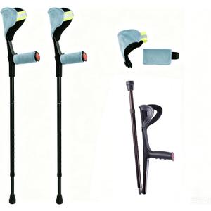 Forearm Crutches for Adults, Foldable Lightweight Elbow Crutches with Soft Cushion Pad, Height Adjustable Arm Crutches for Leg Injury Surgery Recovery Disabled Seniors (1 Pair with LightBlue pad)