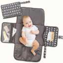 Tiny Twinkle Portable Diaper Changing Pad | Waterproof, Wipeable & Compact Baby Changing Pad for Travel | Smart Wipes Pocket & Organized Storage| Newborn Shower Gift (Luna)