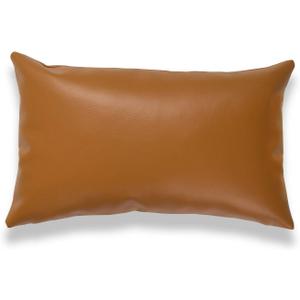 Hofdeco Faux Leather Pillow Cover Only, Camel Modern Design, 12"x20"