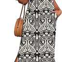 MISFAY Women's Summer Maxi Dress Sleeveless Loose Long Beach Split Dresses with Pockets,