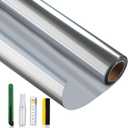 Reflective Window Film Privacy One Way, Mirror Film Daytime Privacy Heat Control UV Blocking Static Cling Window Tint Film for Home & Office, Silver, 17.3 Inch X 6.5 Feet
