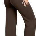 OQQ Yoga Pants Women High Waist Stretch Casual Soft Straight Leg Bottoms (Large Long, Darkbrown)