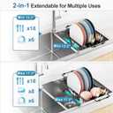 iSPECLE Small Sink Dish Drying Rack, 9.1" W Expandable Compact Rust Resistant Dish Drainer for RV Apartment Kitchen, Dish Rack with Lock Knob, Arms with Non Slip Rubber, Black