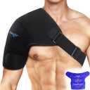 NEWGO Shoulder Ice Pack Wrap for Rotator Cuff Cold Therapy, FSA Eligible Gel Ice Pack for Injuries Reusable Cold Pack for Shoulder Swelling Discomfort After Surgery, Medium/Black