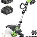 DEGGE Cordless Electric Weed Wacker, 2X 3.0Ah/ 21V/ 12" Battery Powered Weed Eater, 2 in 1 String Trimmer & Lawn Edger with Auto Feed, 650W Motor, 8 Spools for Yard Garden Sideway (Charger Included)