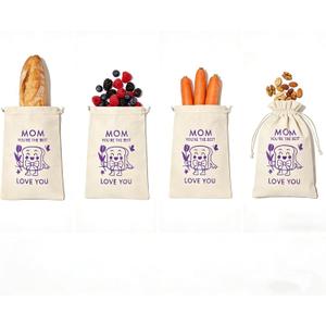 2 Pack Reusable Bread Bags for Moms, Gift for Mom with Mom Youre the Best Print, BPA-Free TPU Liner & Drawstring, Eco-Friendly Linen Storage Bag for Homemade Bread, 11x14 Inch