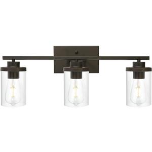 Bathroom Vanity Lighting Farmhouse 3-Light with Clear Glass Shade Oil Rubbed Bronze Finished Industrial Bathroom Sconces Lighting Over Mirror Wall Mount Light Fixture for Living Room Kitchen, 23.6 Inch