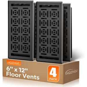 Floor Vent Covers 6x12, Heavy Duty Steel Walkable Floor Register, Adjustable Decorative Vent Covers for Home Floor/Sidewall/Office/Ceiling, 4 Pack Black