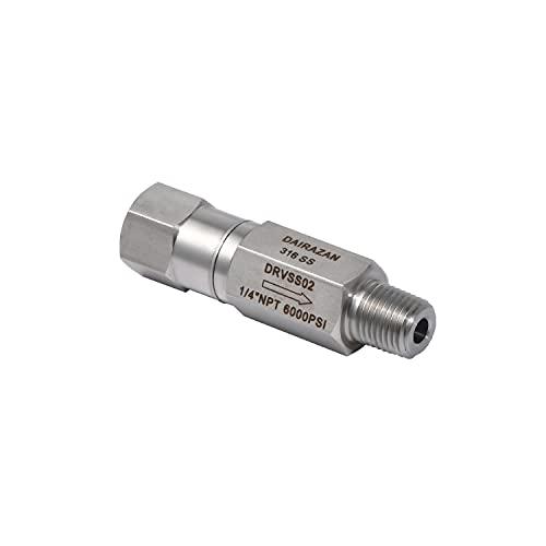 DAIRAZAN In-line Ball Check Valve - Stainless Steel 316 One Way (SS316, 1/4"NPT MxF)