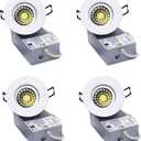 YUURTA 3-Inch 8W Recessed Ceiling 360 Rotation LED Eyeball Gimbal Downlight (Pot Light) 120V Dimmable ETL Listed IC Rated Color Selectable: 2700K/3000K/3500K/4000K/5000K (White, 4-Pack)