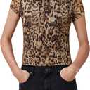 AllSaints Women's Ellie Mesh Tee, Evia Golden Brown, Size 2