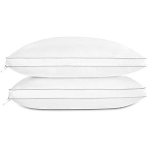 Globon Luxury Feather Down Pillow, Medium Fluffy Pillow King Size, Gusseted Bed Pillows for Sleeping, Hotel Collection Pillows 18"X34", Set of 2
