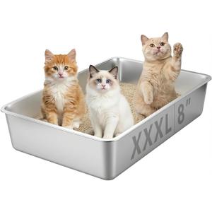 Homegroove XXXL Stainless Steel Litter Box, 28"x20"x8" Large for Big Cats